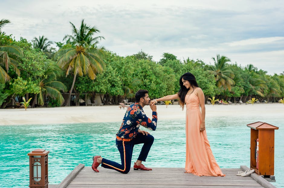 Elegant beachside proposal in Maldives